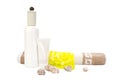 Cosmetic set with hand-made Ã¢â¬â¹Ã¢â¬â¹soap and towel Royalty Free Stock Photo